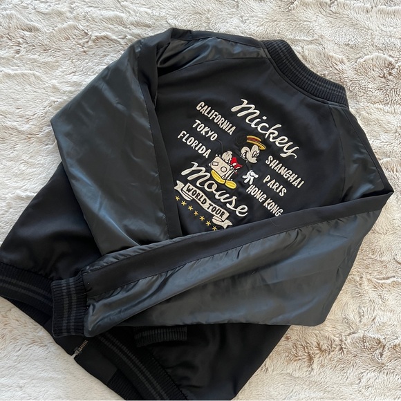 Uniqlo x Disney Black Mickey Mouse World Tour Bomber Jacket - Picture 2 of 5